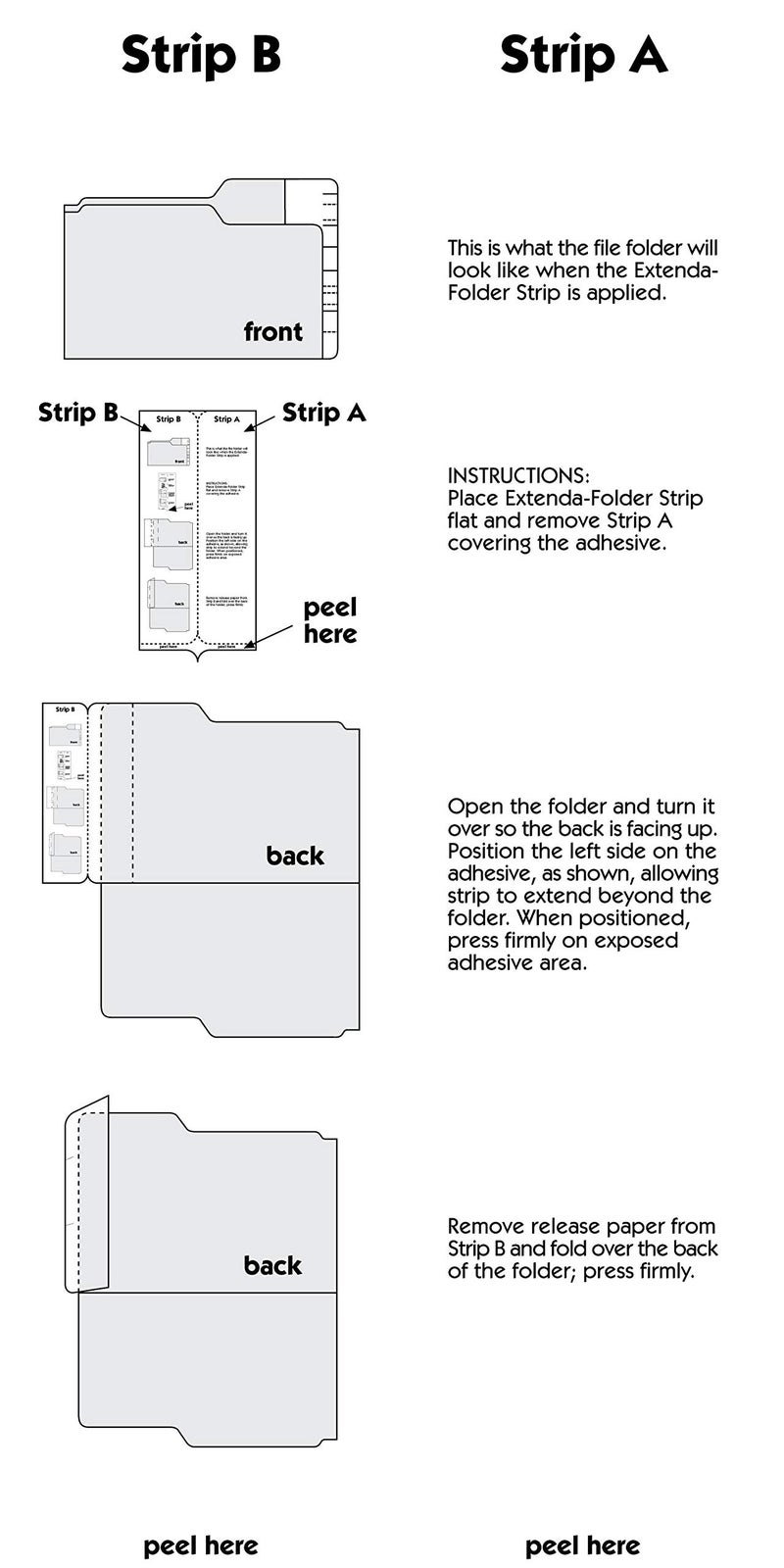 تابيز Tabbies Extenda-Folder Strips، تحويل مجلدات علامة التبويب العلوية إلى مجلدات ملفات علامة التبويب النهائية، مانيلا، امتداد علامة التبويب 3/4 بوصة، علامة تبويب نهاية كاملة، 100/صندوق (55992) - Image 5